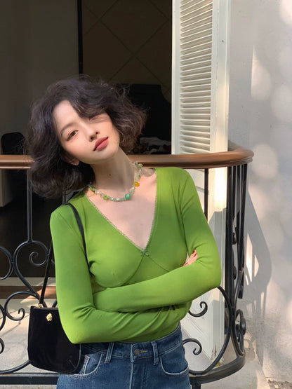 V-Neck Slim Base Knit Top – Double 11 Modern Minimalism