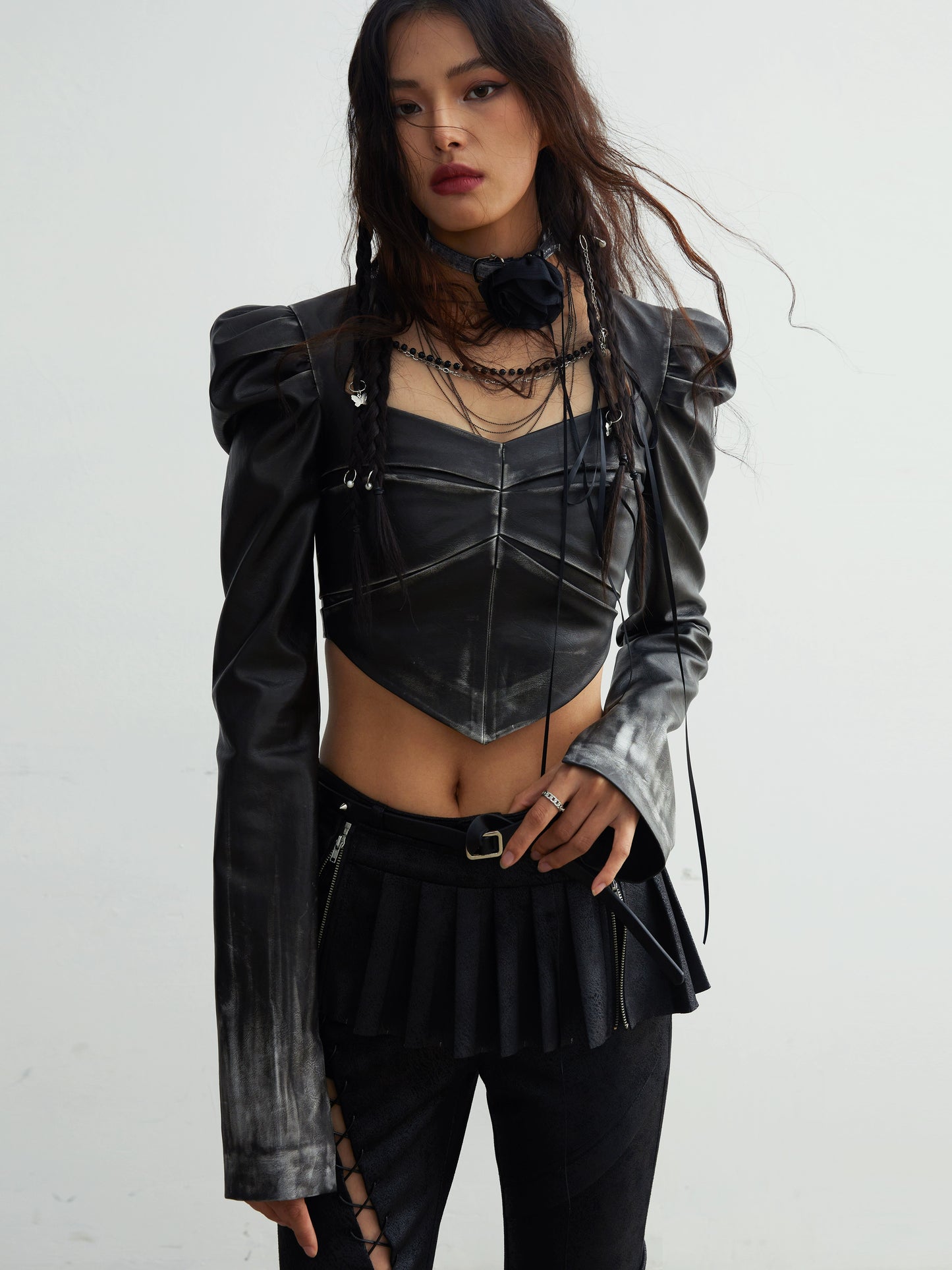 Punk Girls Two Piece Suede Leg Pants