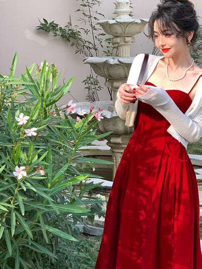 Velvet Elegance: Spring's Slim Mid-Length Dress
