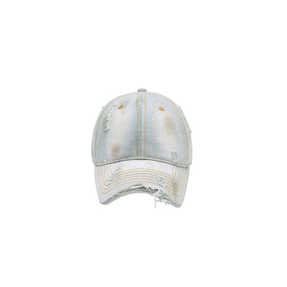 Distressed Washed Denim Baseball Cap – Vintage Casual Look