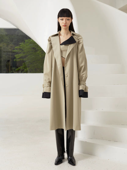 Double Collar Long Trench Coat