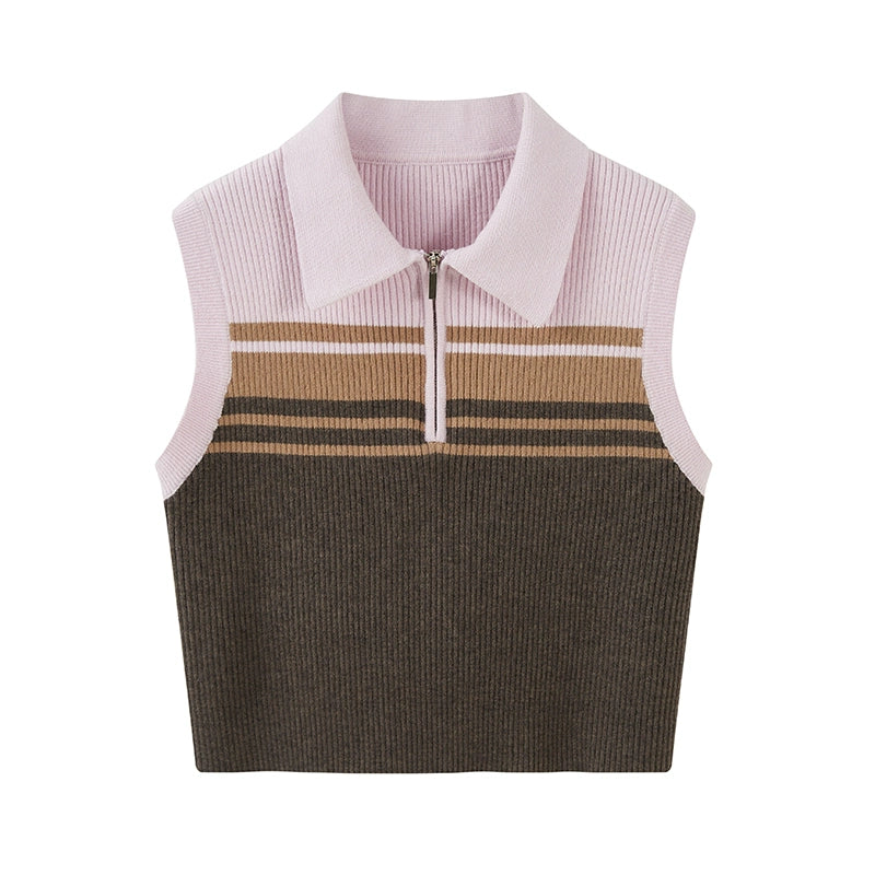 Pink Stripe -Polo Collar Academy Top top