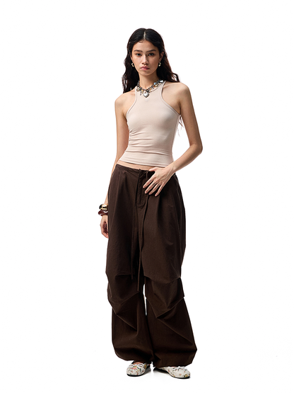 Metallic Floral Racer Vest – Embroidered Slim Fit Sleeveless Crop Top