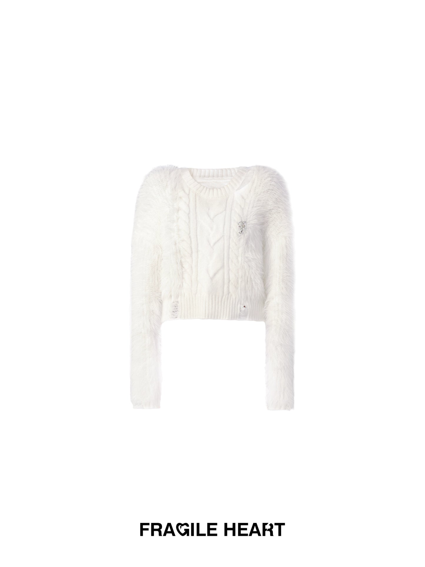 FGHT Twisted Flower Knitted White Sweater