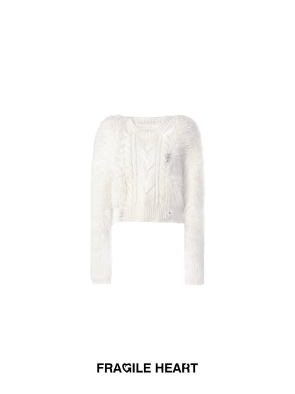 FGHT Twisted Flower Knitted White Sweater