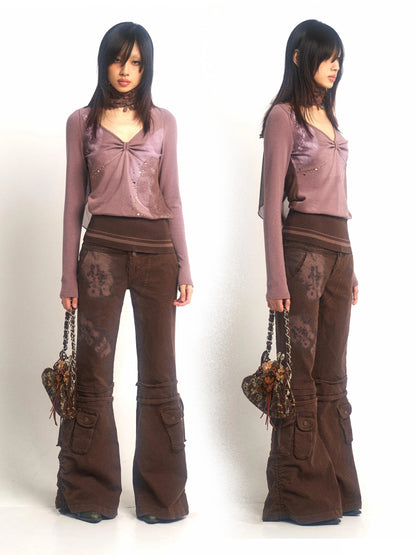 Printed Stretch-Knit Gauze Hooded Top – Soft Fit Style