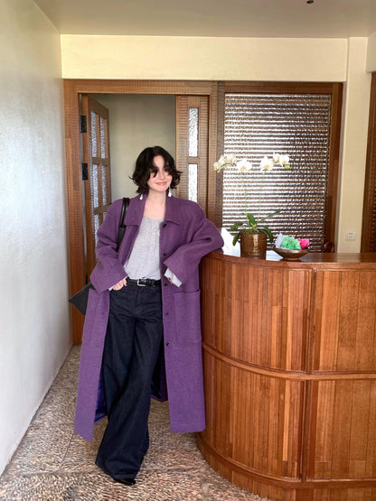 Time Language Thick Wool Long Coat – Elegant Autumn/Winter Outerwear