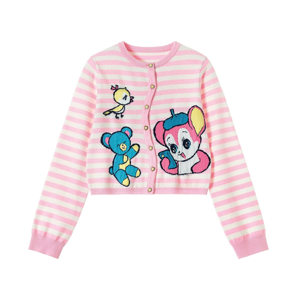 Showa Bear Stripe Cardigan