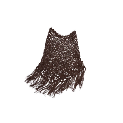 Handmade Crochet Tassel Shawl – Multi-Wear Boho Beach Cover-Up