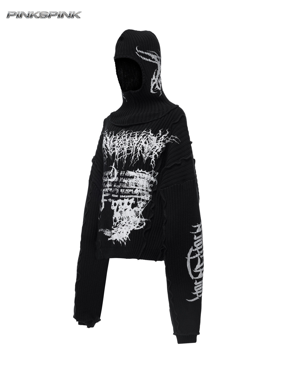 Structured Patchwork Hooded Street Punk Y2K Knit
