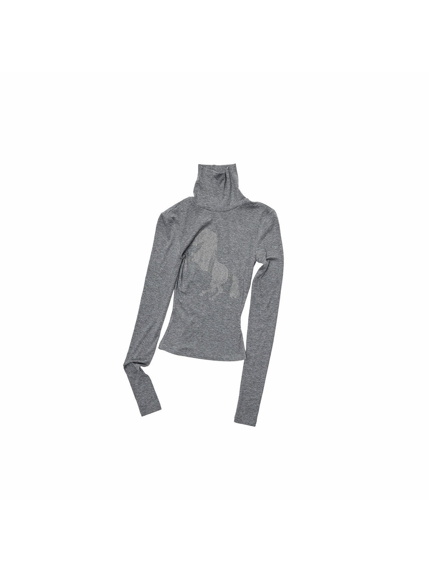 Rhinestone Mock-Neck Knit Top