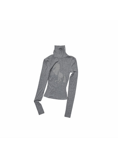 Rhinestone Mock-Neck Knit Top