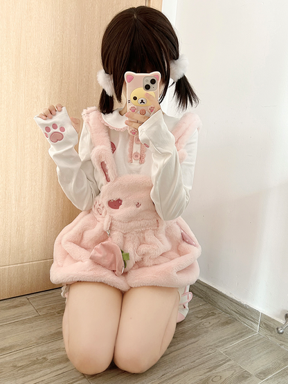 Genki Strawberry Rabbit Bud Pants + Top Set