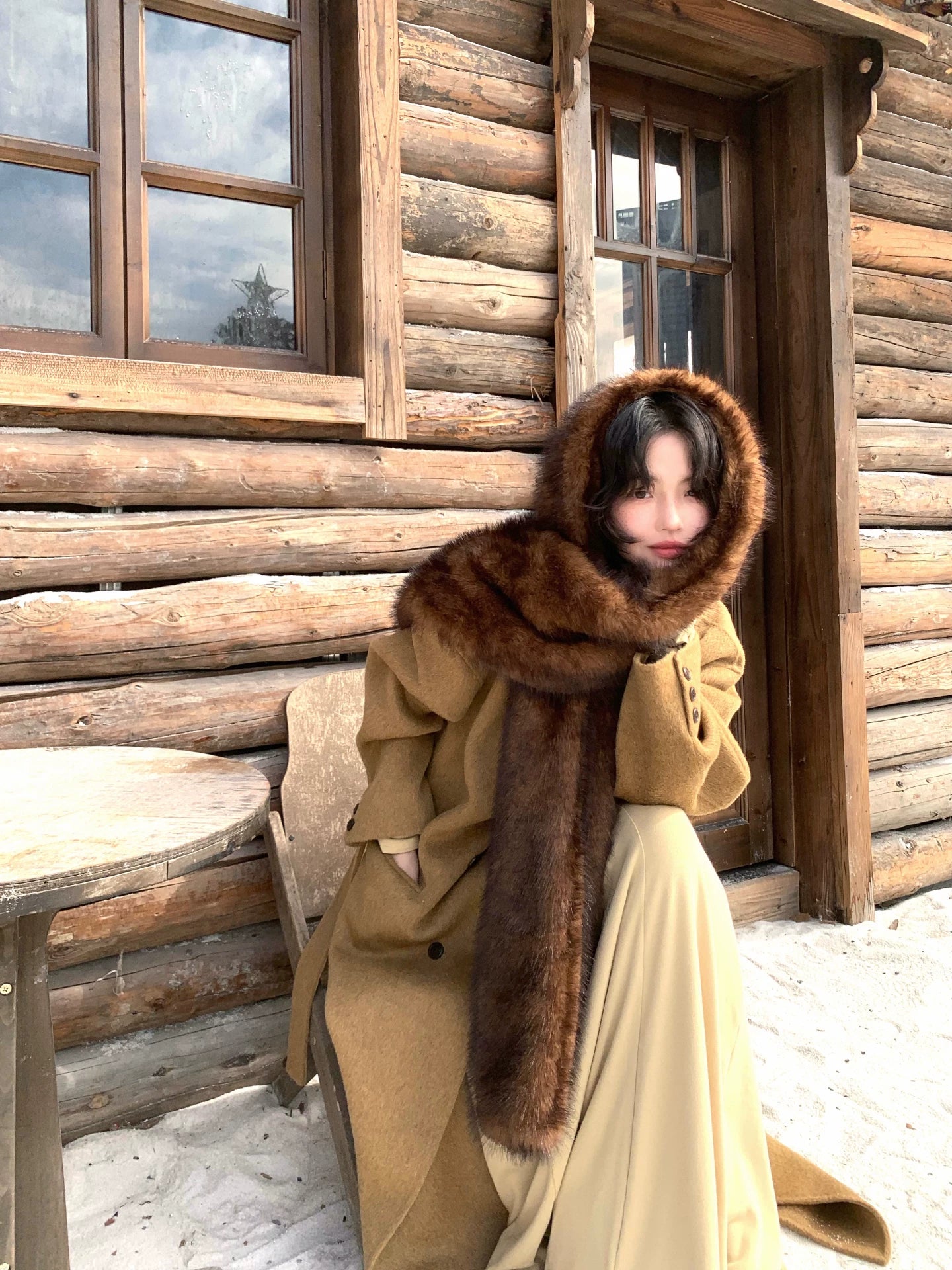 2025 Hong Kong Style Retro Winter Thickened Long Fur Eco-friendly Scarf