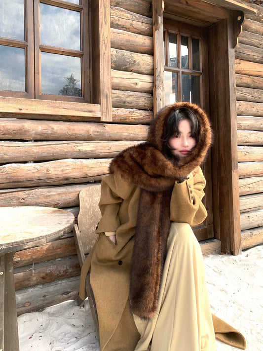 2025 Hong Kong Style Retro Winter Thickened Long Fur Eco-friendly Scarf