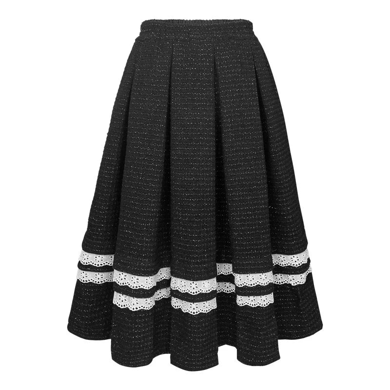 Falda de traje de dobladillo de encaje negro