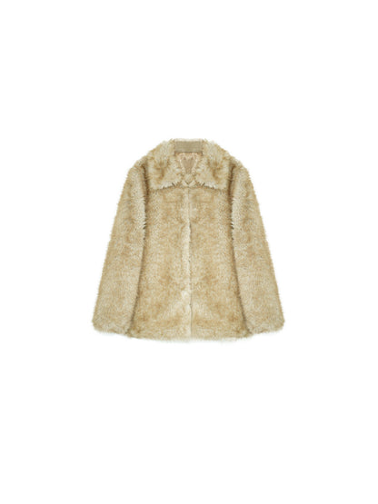 Luxe Eco Fur Coat with Classic Lapel