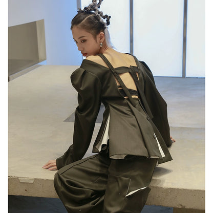 Backless Lace-Up Top Jacket