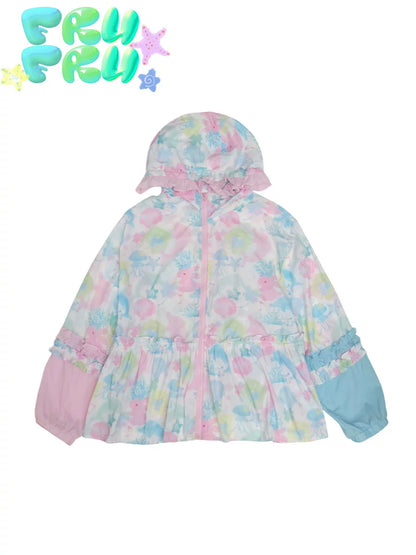 Gulu Store Original Summer Y2K Cartoon Print Cute Childlike Lightweight Sun Protection UV Jacket