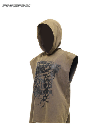Cosmic Vortex Sleeveless Hooded Y3K Unisex Sweatshirt