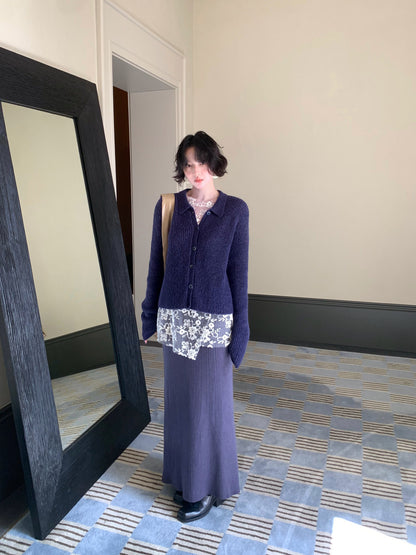 Caramel Rum Single-Breasted Knit Cardigan – French Retro Autumn Essential