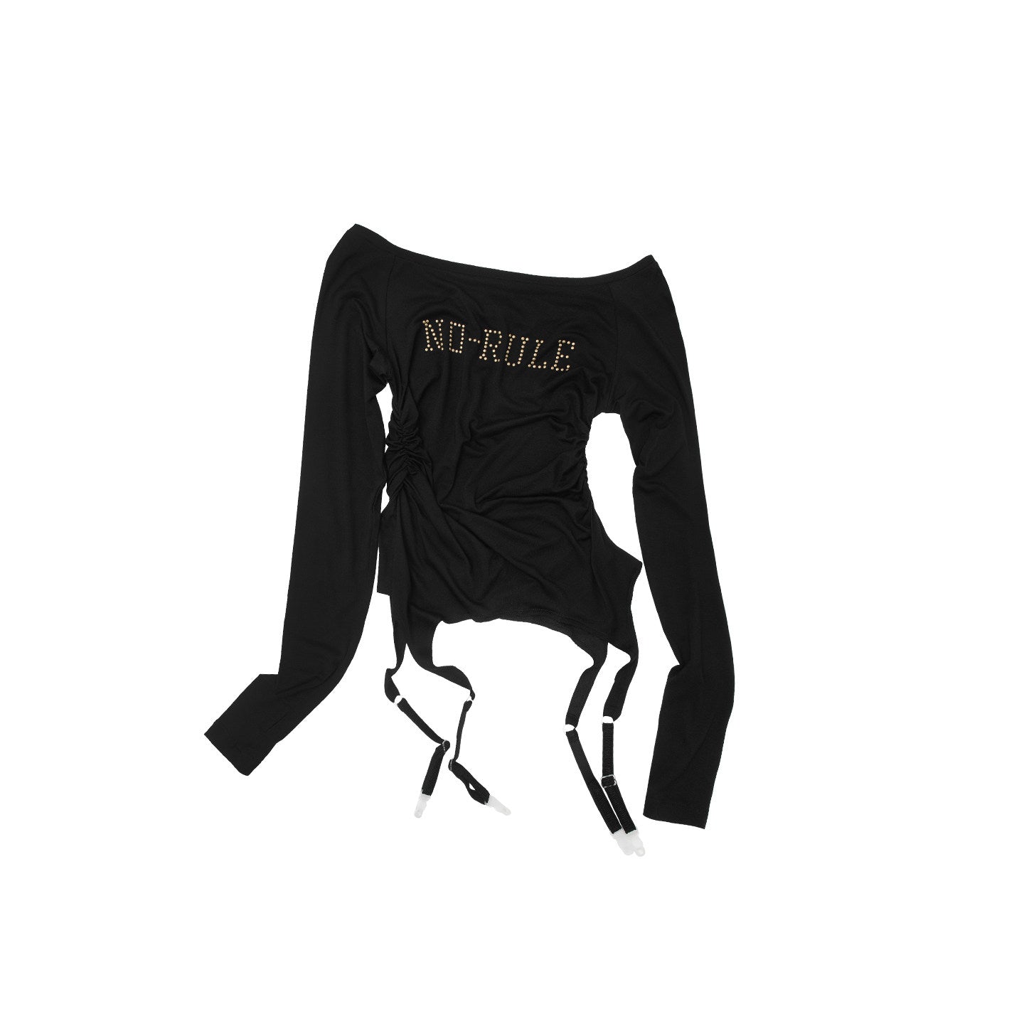 Rhinestone Boat-Neck Knit Top