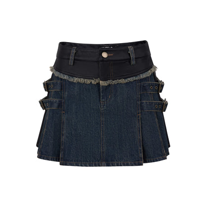 ED A-Line Denim Shield Blocked Skirt