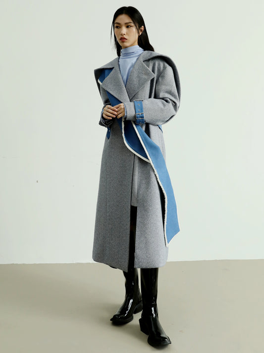 Detachable Collar Patchwork Aura Coat