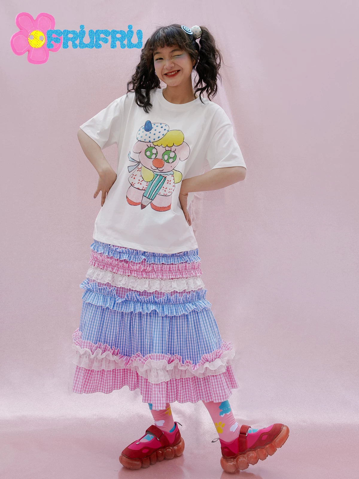 Gollum Store & Happy Collaboration Original Design Summer Cartoon Pure Cotton Short-Sleeve White Women's T-Shirt