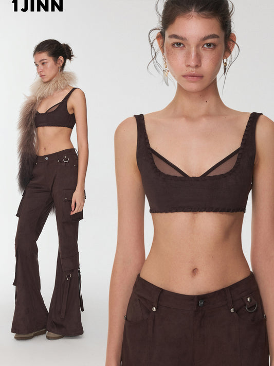 Faux Two-Piece Mesh Bralette