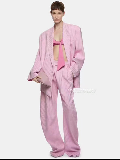 Pink Stripe Drill Suit