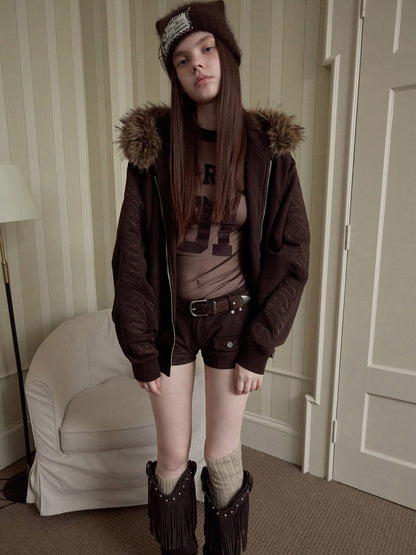 Studded Suede Cargo Shorts