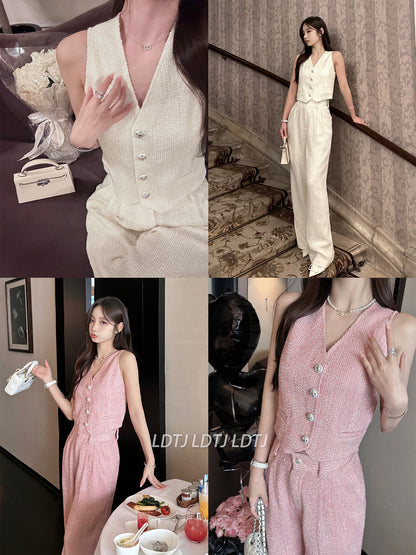 V-Neck Vest & Pants Suit