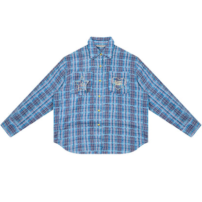 Checkered Long Sleeve Shirt | Medium-Length Retro Design for Spring/Summer