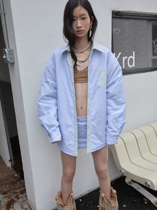 Embroidered Shirt & Tie Skirt Set