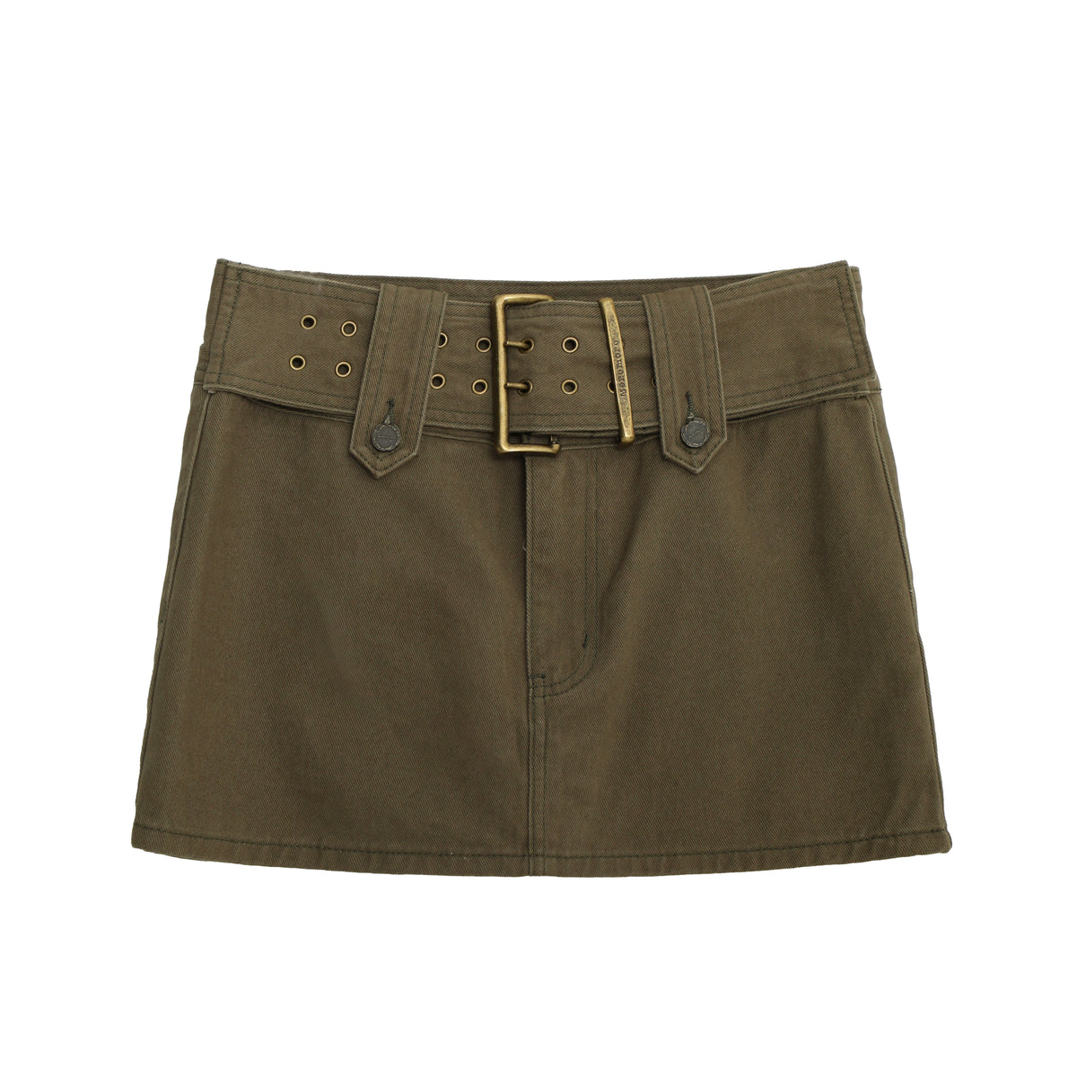 Square Buckle Hardware Denim Skirt
