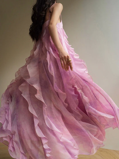 Pink Sea Mist Ruffle Maxi Dress – Beach Vacation Style