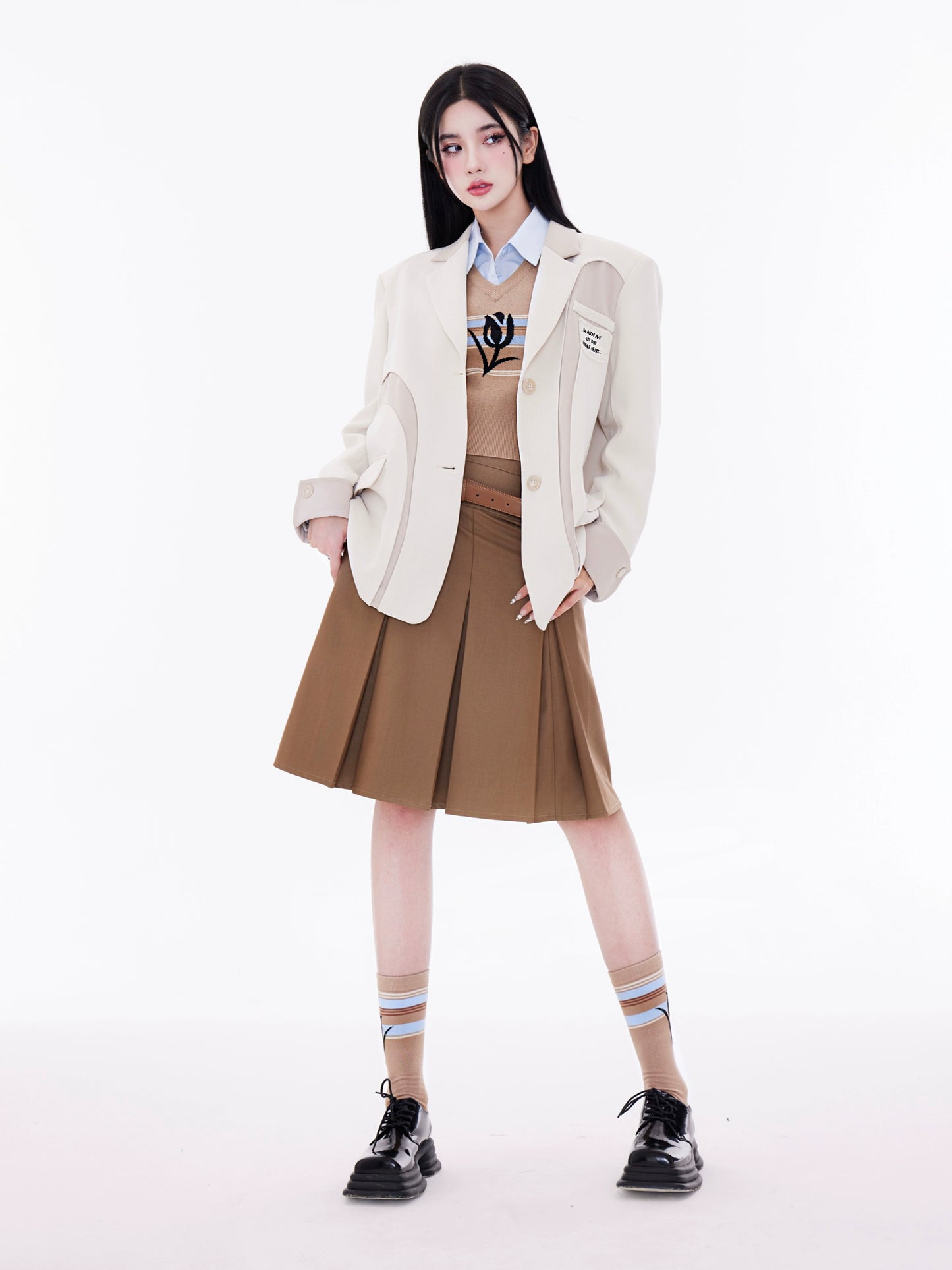 Caramel Cold Cuisine Retro Coffee A-line Skirt