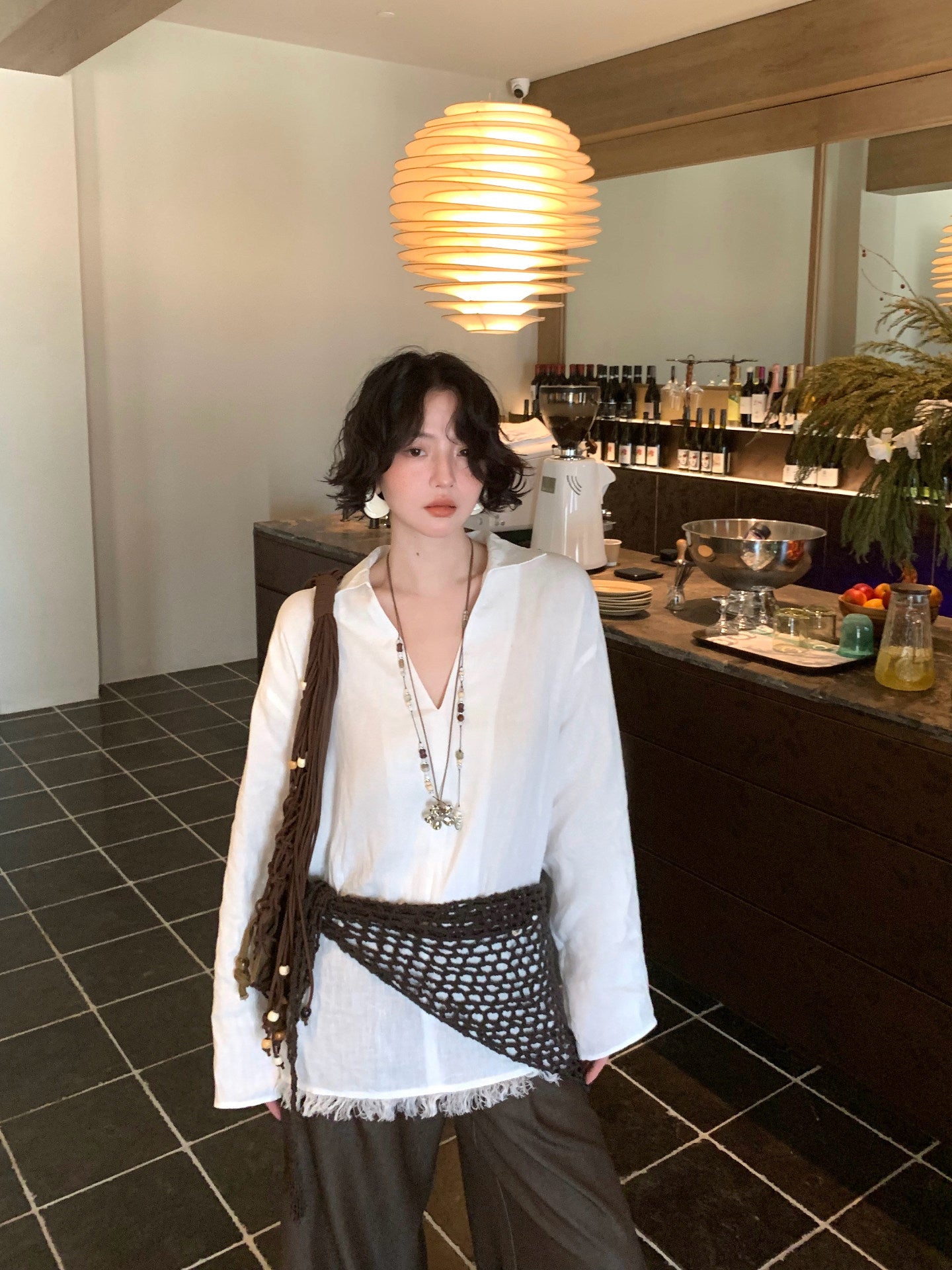 Shattered Light Diary Linen V-Neck Loose Shirt – Hong Kong Retro Autumn Essential