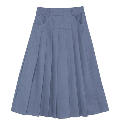 Girl's Denim Blue: Pleated Skirt