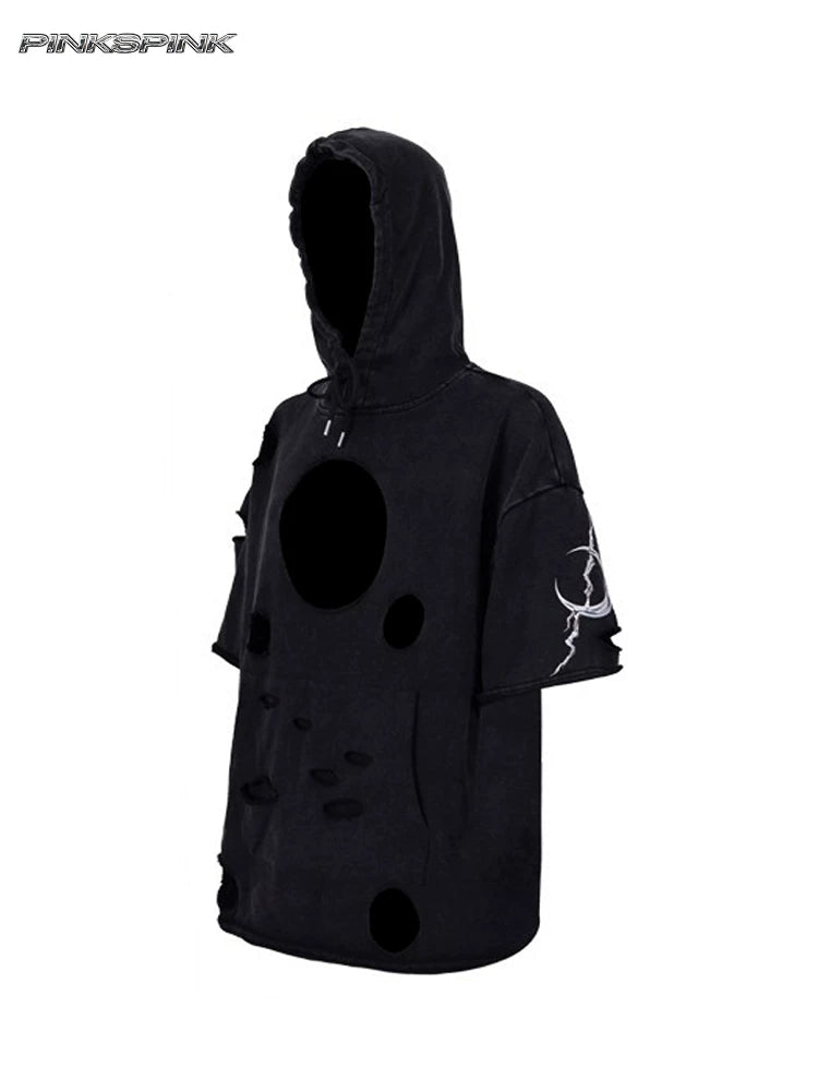 3D cut ripped and hollowed-out Y2K unisex electric moon sweatshirt