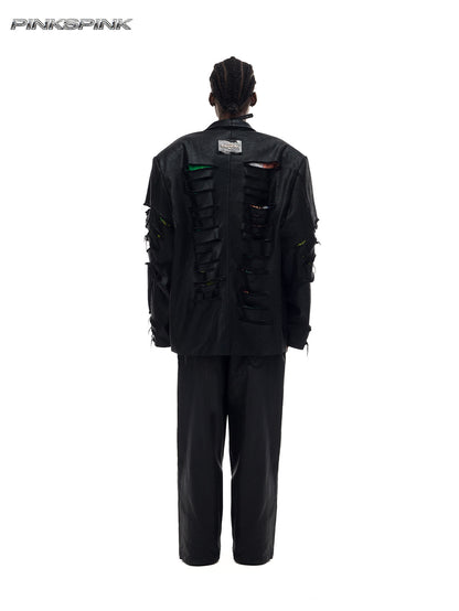 Distressed Genderless Structured Blazer – Punk Silhouette