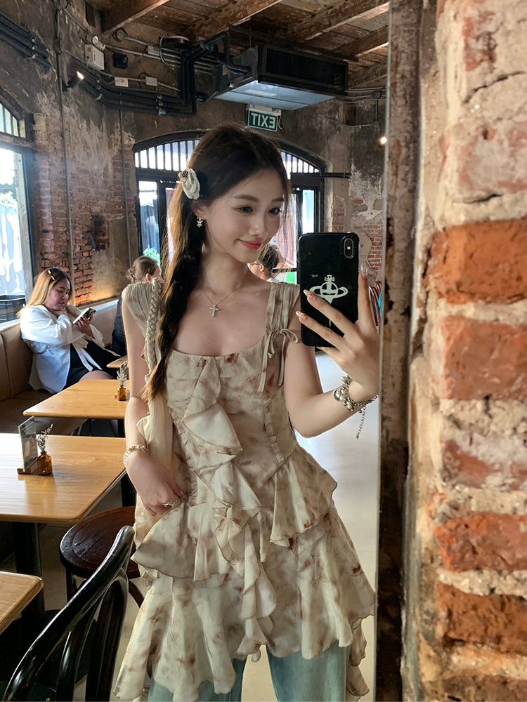 [Festival Blooming Period] Irregular Strap Fairy Long Dress