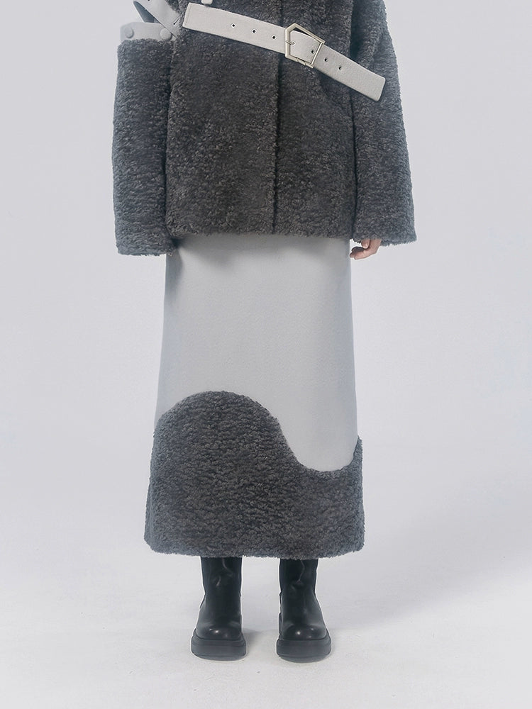 Asymmetric Environmentally Friendly Fur Woolen Jacket