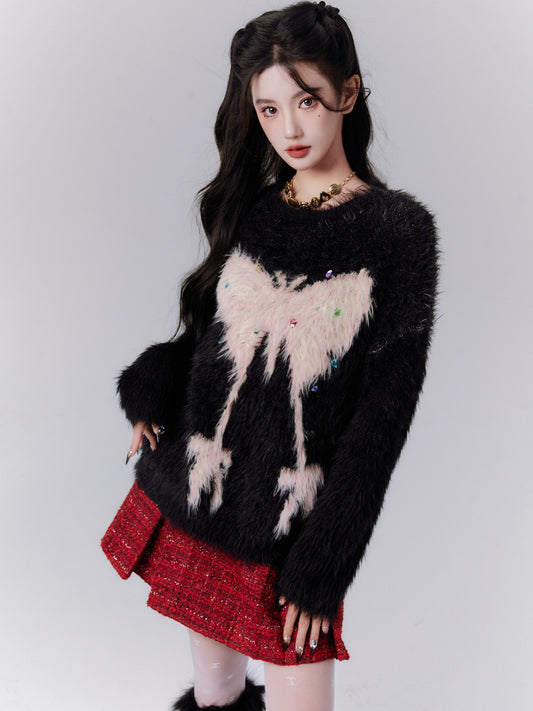 Lazy Wind Butterfly Imitation Sable Sweater
