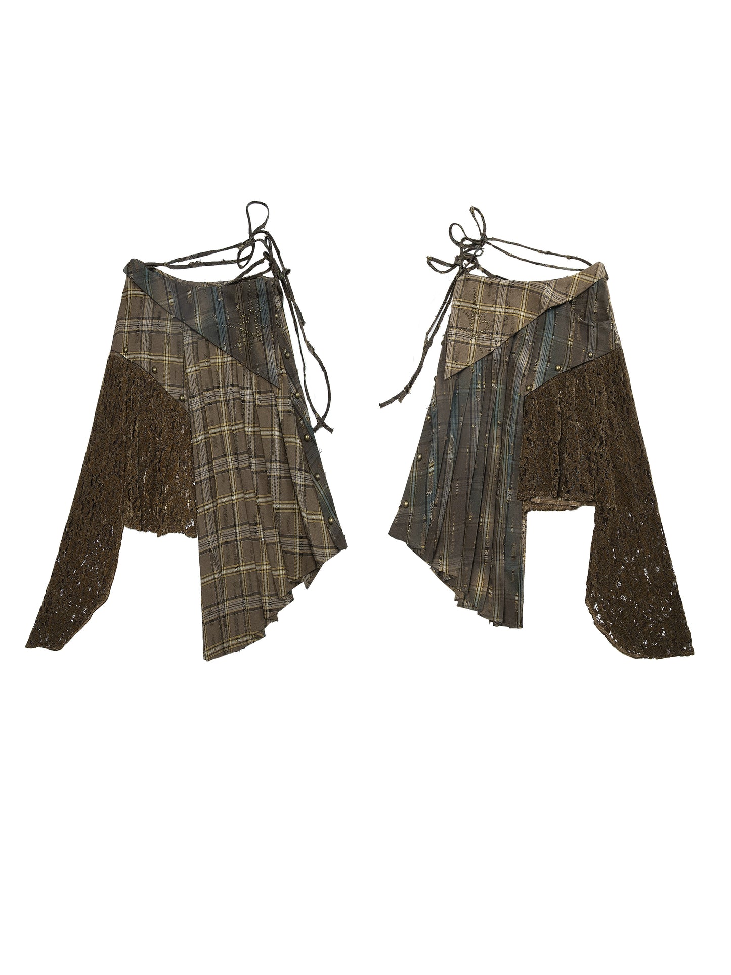 Irregular Pleated Skirt | Detachable Double-Wear Wilderness Punk Design