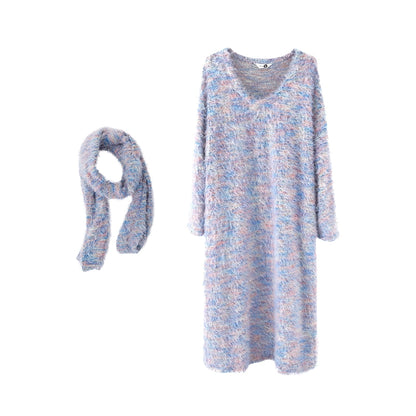 Robe de fil de fleur de vison de vison de vent bleu