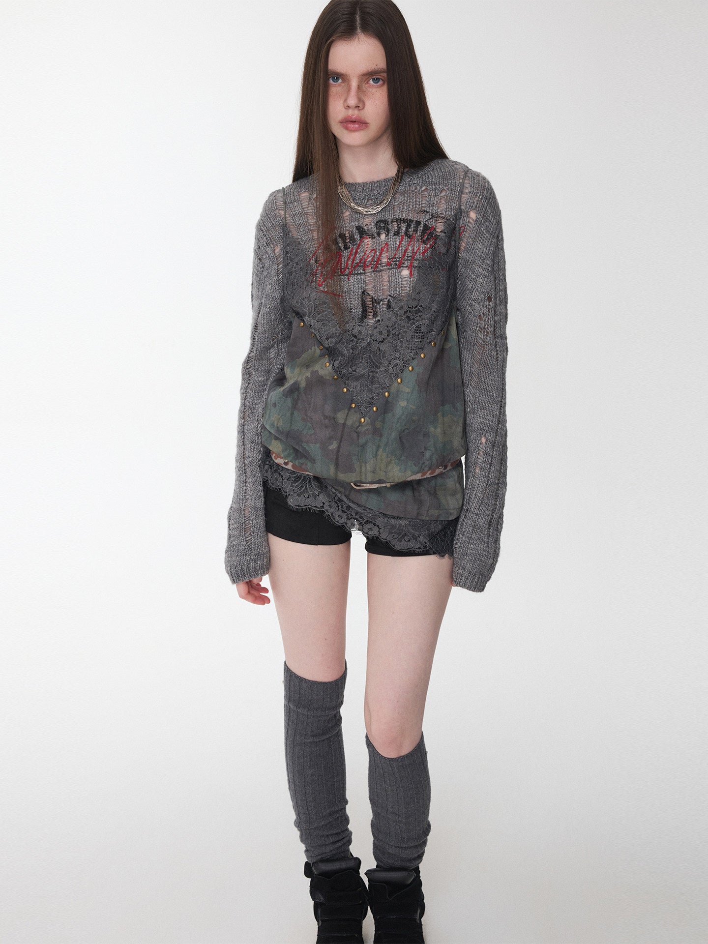 Camouflage Lace Rhinestone Camisole