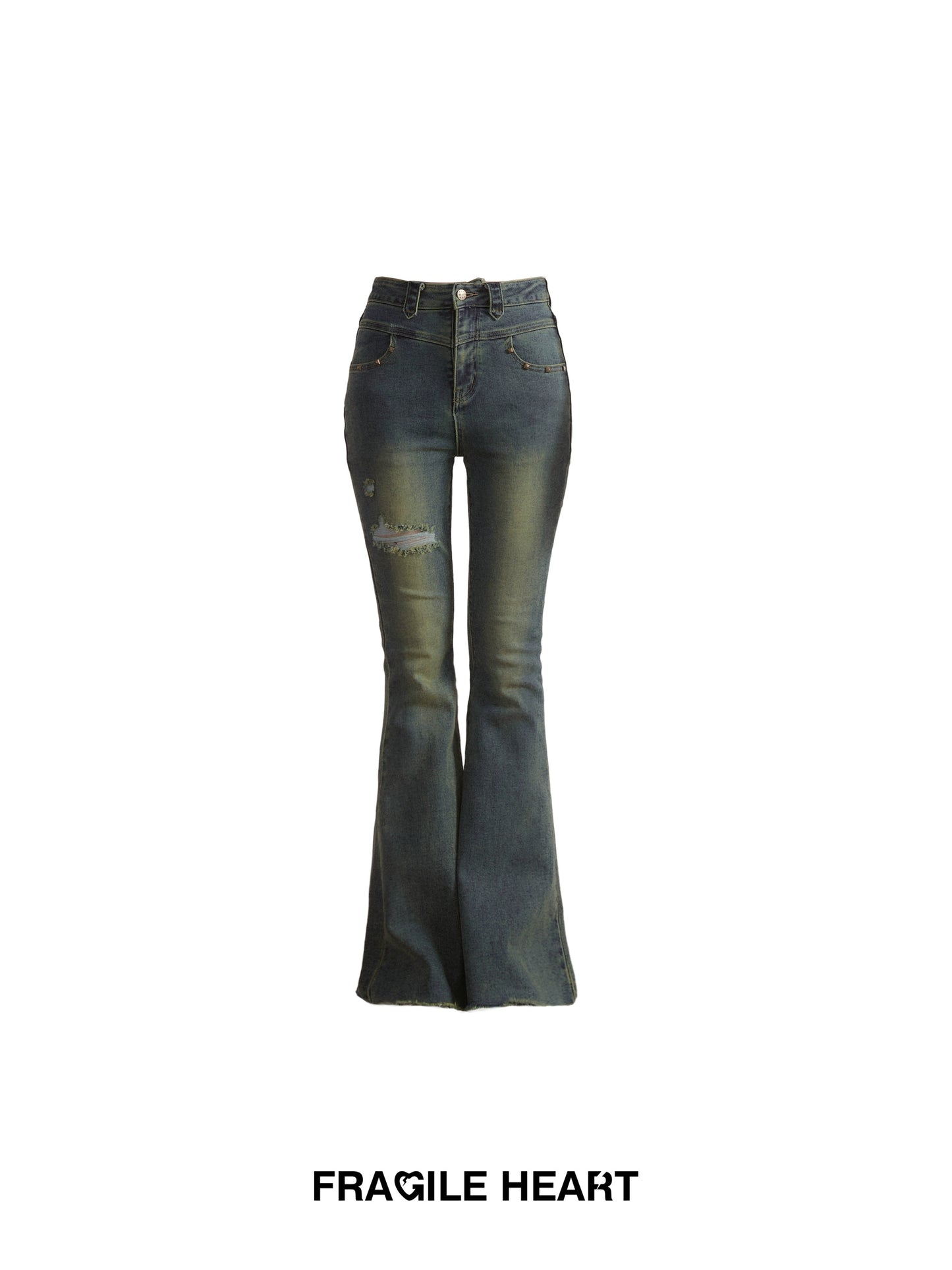 American Retro Blue Flare Perforated Jeans