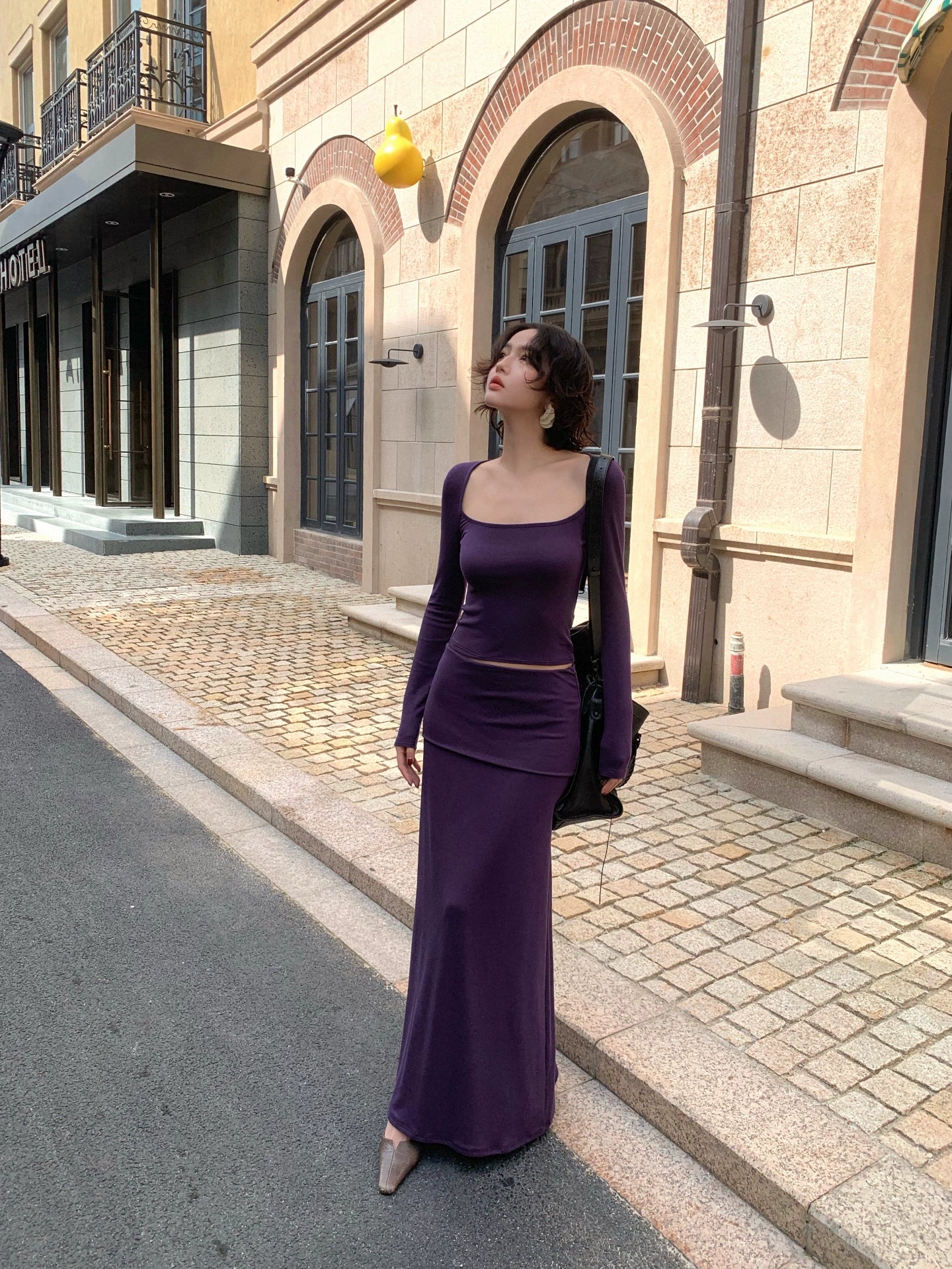 Encounter Square-Neck Top & Skirt Set – Hong Kong Retro Autumn/Winter